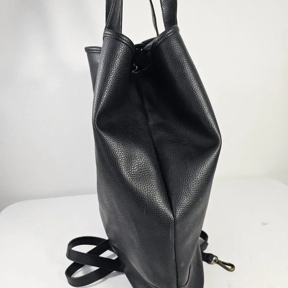 Germaine Monteil Paris Large Black Leather Tote Purse - Picture 5 of 13